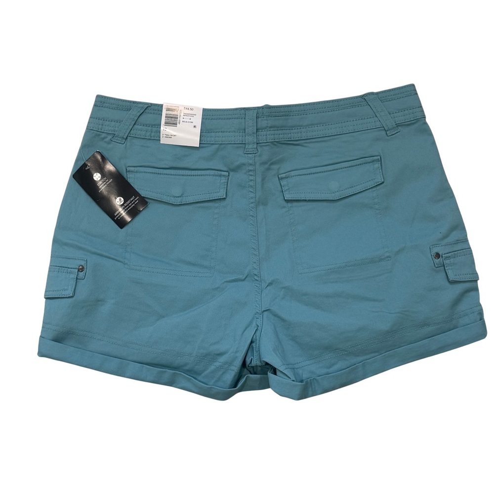 Ocean Coast Stretch Twill Cargo Shorts Women’s 12 Turquoise 3” Inseam NWT - Picture 2 of 8